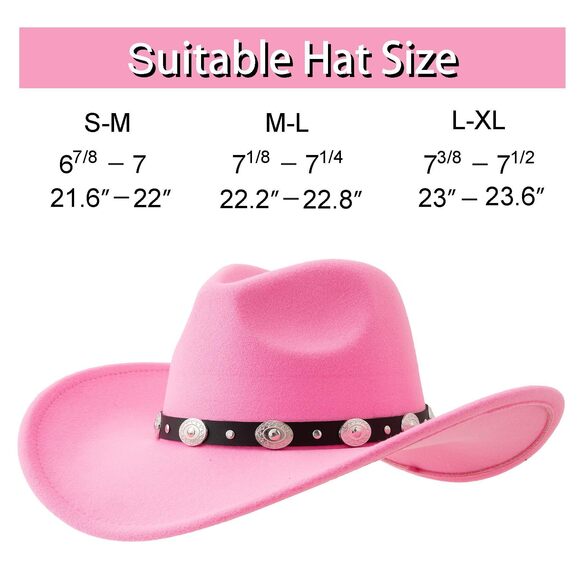 3842 Women Men Felt Wide Brim Western Cowboy Hats Belt Buckle Panama main image 7